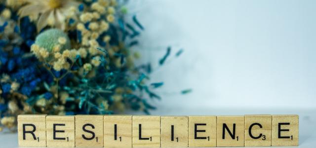 a scrabble type block spelling the word resilince by Alex Shute courtesy of Unsplash.
